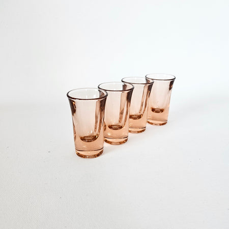 Lot de 4 verres à shot vintage en verre rose