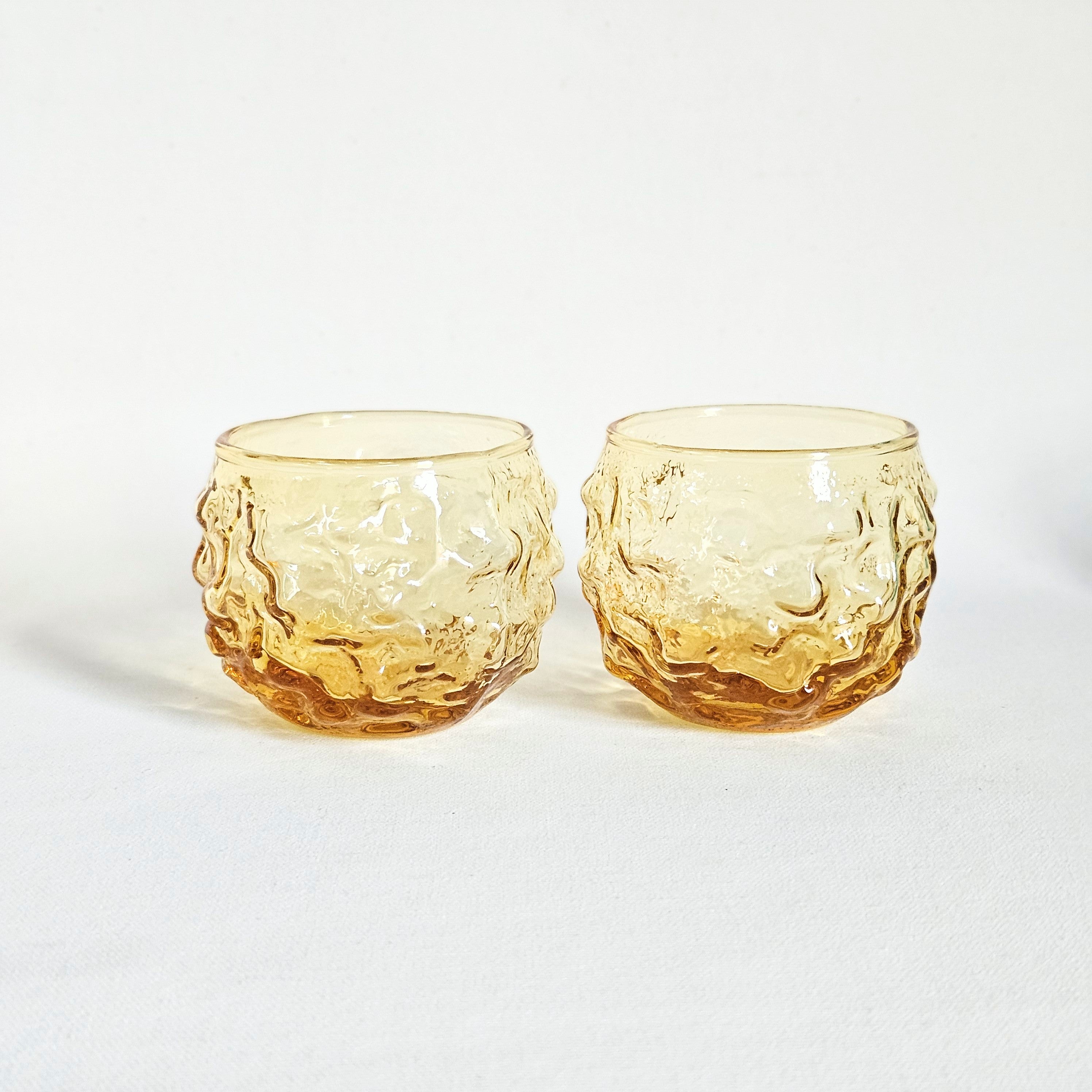 Duo de verres boules texturés vintage Anchor Hocking