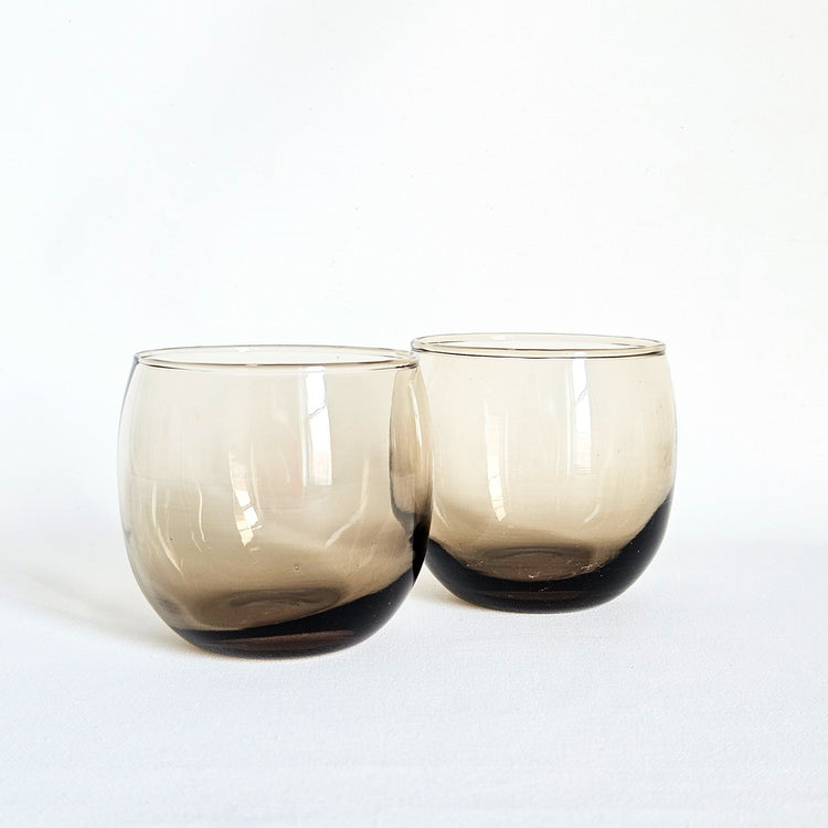 Lot de 2 verres boules fumés vintages Dominion