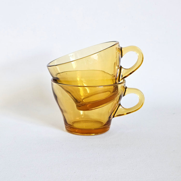 Duo de tasses vintages en verre Bormioli
