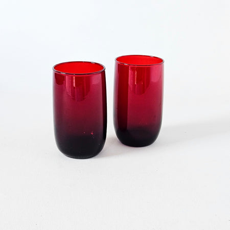 Lot de 2 verres vintage rubis