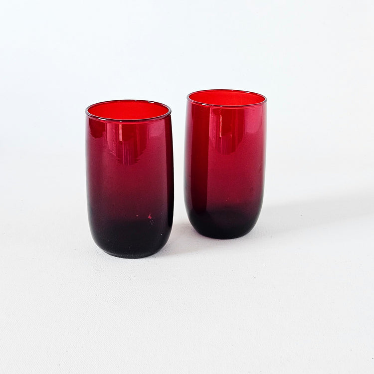 Lot de 2 verres vintage rubis