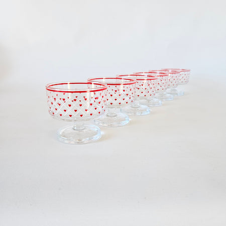 Lot de 6 coupes à dessert Coeurs vintage