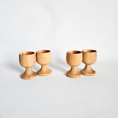 Lot de 2 coquetiers en bois vintage