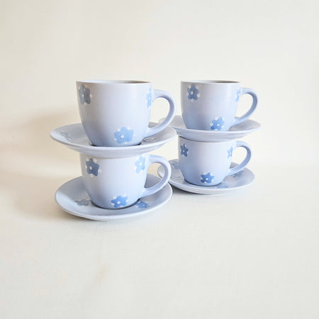 Set of 2 vintage flower cups and saucers