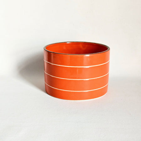 Cache-pot vintage en céramique rayée