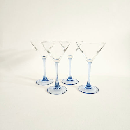 Lot de 2 coupes à cocktail vintage Luminarc à pied bleu