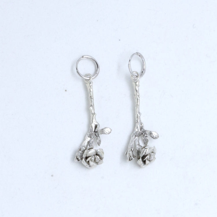 Rose silver earrings