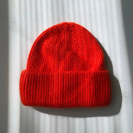 Tuque en laine Angora rouge