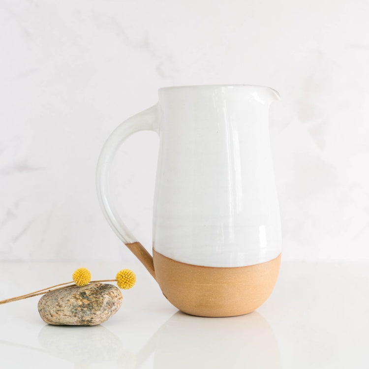 White stoneware pitcher 