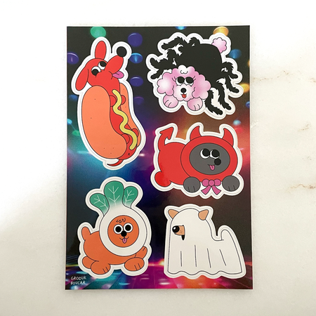 Planche d'autocollants Chiens déguisés