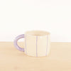 Stoneware mug with lavender stripes