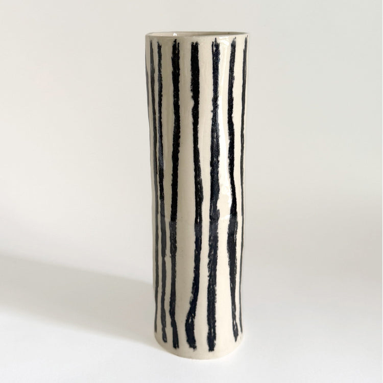 Black striped sketch effect vase