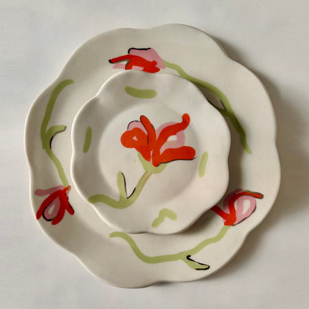 Assiette florale tangerine et rose [formats variés]