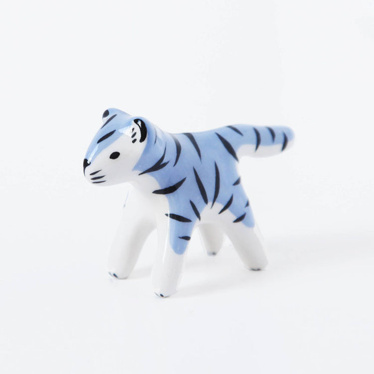 Petite sculpture en céramique Tigre bleu