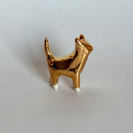 Figurine Tiny Gold Cat Walking