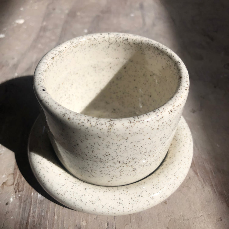 Vanilla Bean Ceramic Tumbler and Saucer 