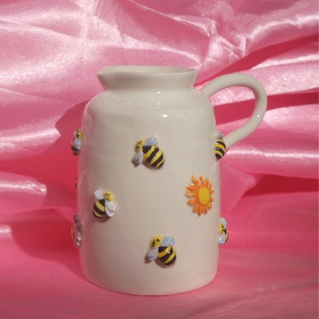 Vase cruche en céramique Bee face flower