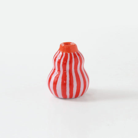 Mini ceramic vase with red stripes