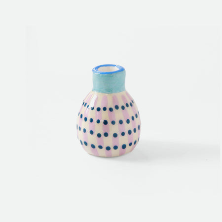 Mini ceramic vase with purple patterns