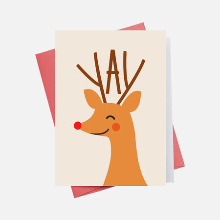 Carte de souhaits Renne au nez rouge
