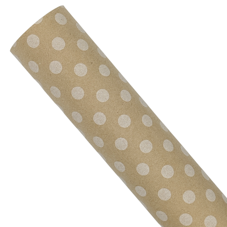 Rouleau de papier d'emballage kraft à pois blancs 30pi