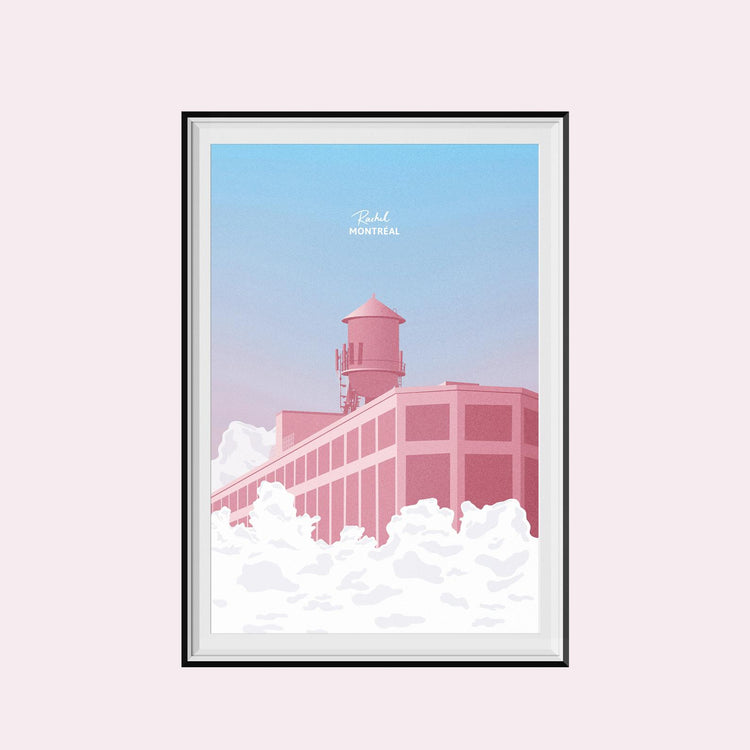 Risograph poster 'Mile End Water Tower'