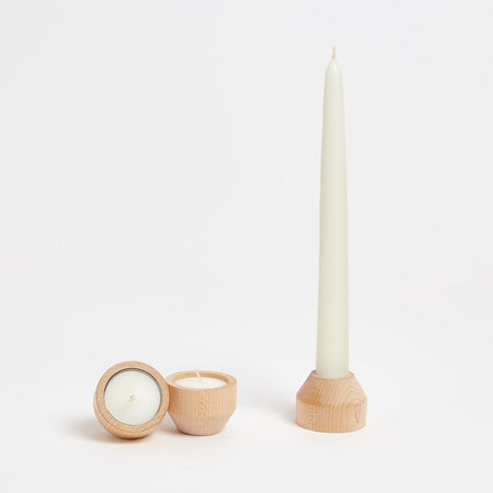Set of candle holders and candles