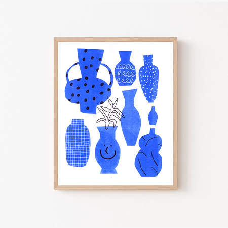 Affiche risographie 'Blue vases'