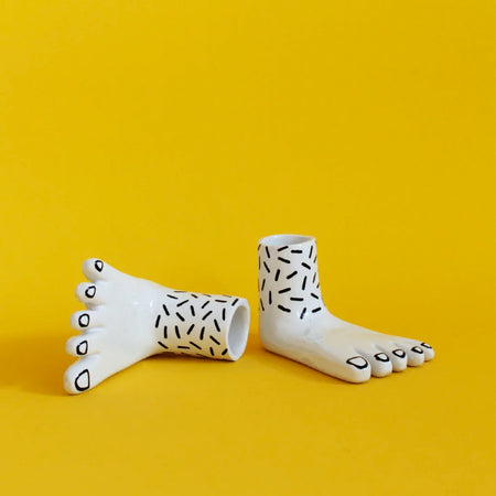 Ceramic candle holders 'Pair of feet' 