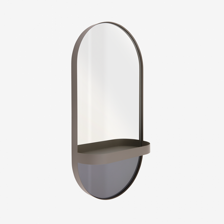 Miroir ovale taupe avec rangement