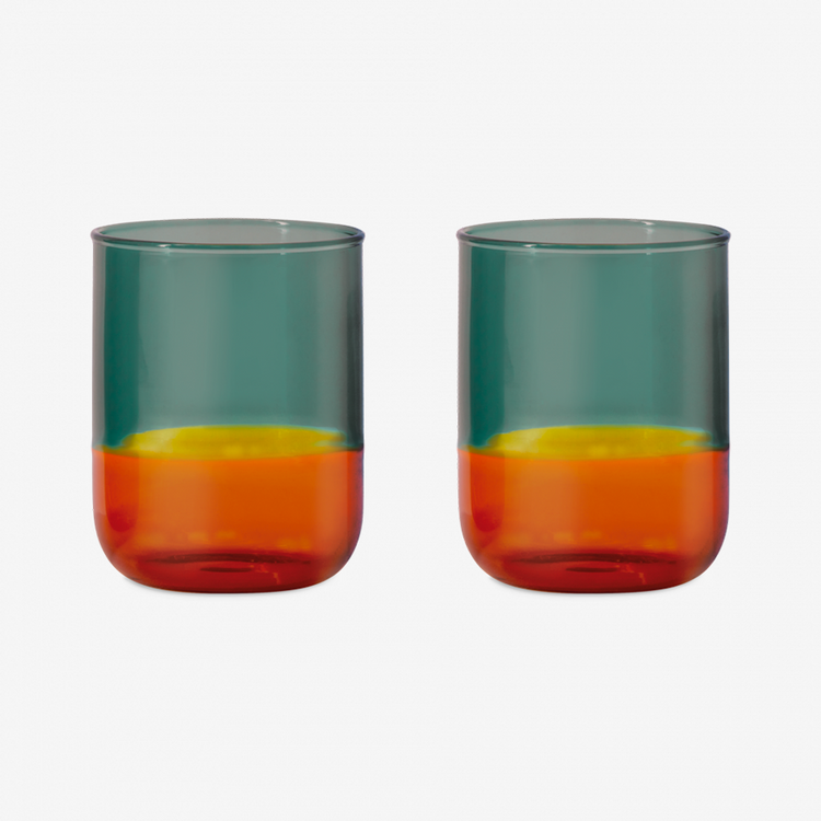 Orange &amp; Green two-tone carafe or glasses 