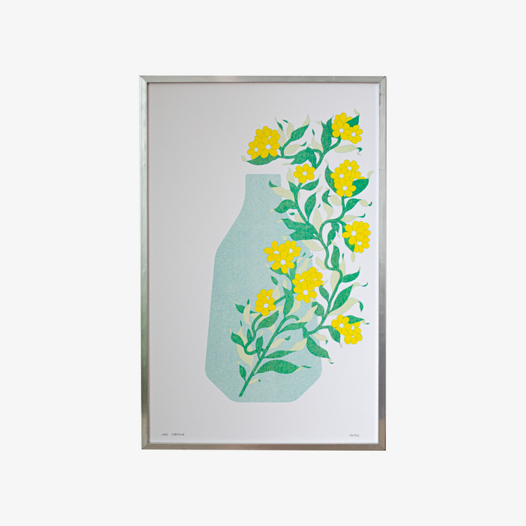 Affiche risographie 'Vase sarcelle'