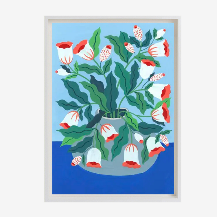 Affiche 'Vase sur fond bleu'