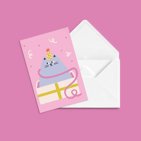 Pink 'Raymonde birthday' greeting card