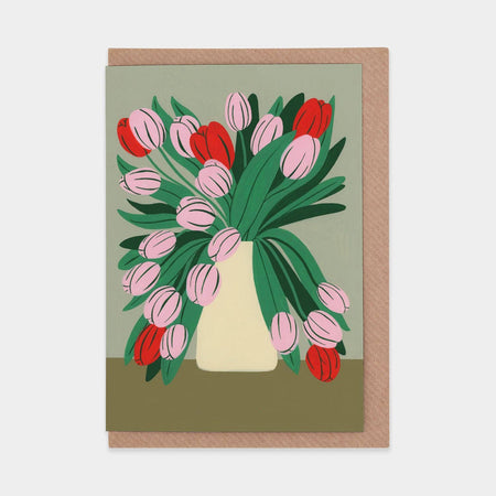 Pink tulips greeting card