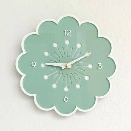 Retro Sage Flower Wall Clock 